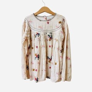 Zara Girls Embroidered Floral Peasant Top